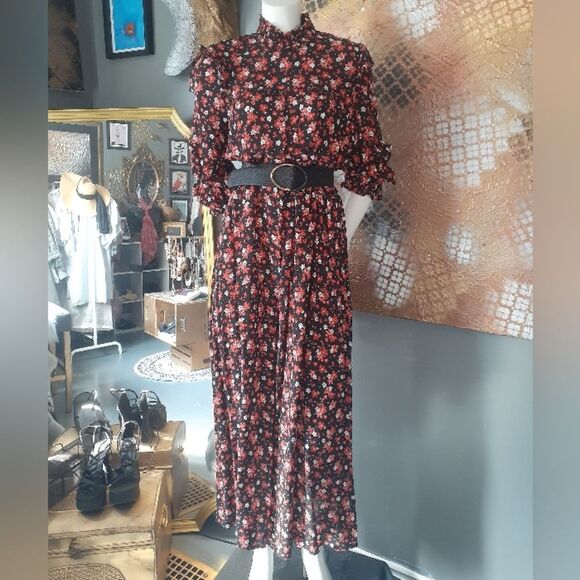 Zara Floral Black and Red Maxi Dress - Picture 16 of 16